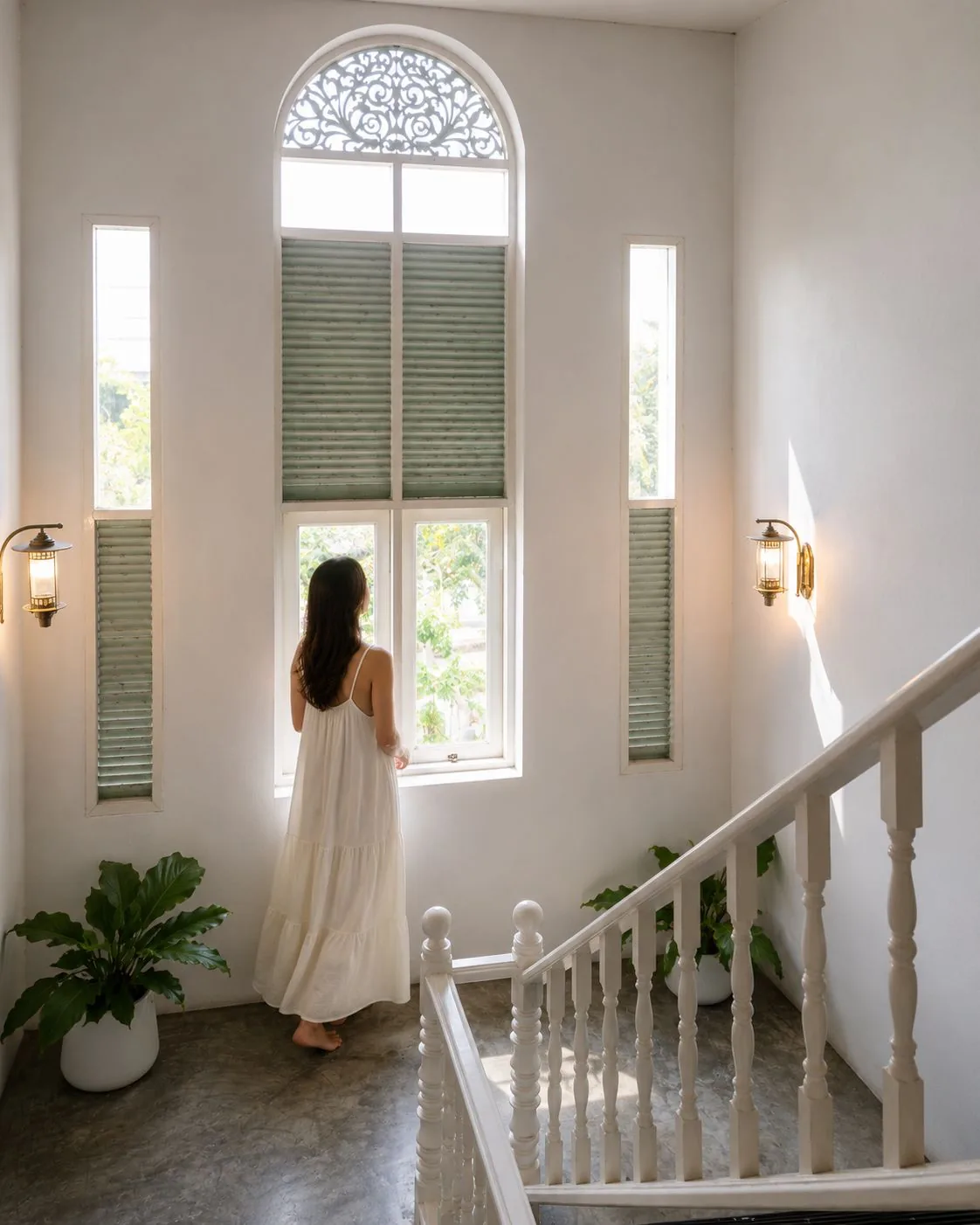 Staircase arched window